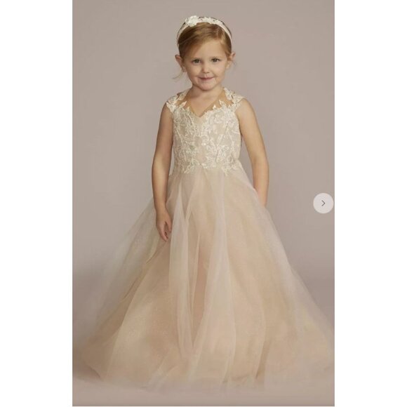 Db Studio Other - DB Studio David's Bridal Girl's Ivory Satin Tulle Flower Formal Dress Gown Sz 12